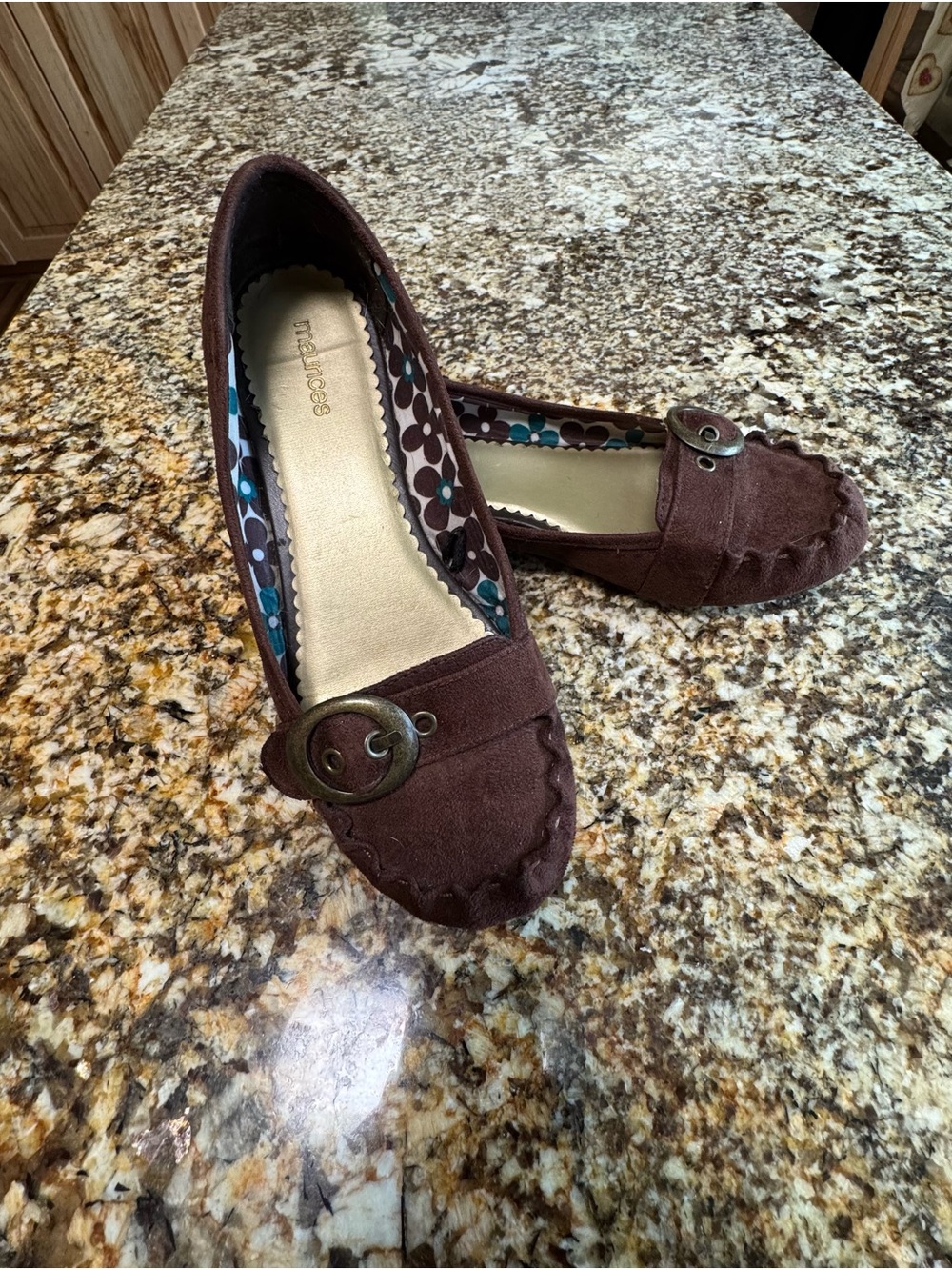 Maurices Brown Suede Flats with Buckle